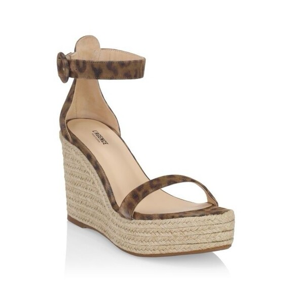 L’AGENCE New Elysee Suede Espadrille Wedge Sandals in Cheetah Size 9.5 (EU 40) - Picture 11 of 16